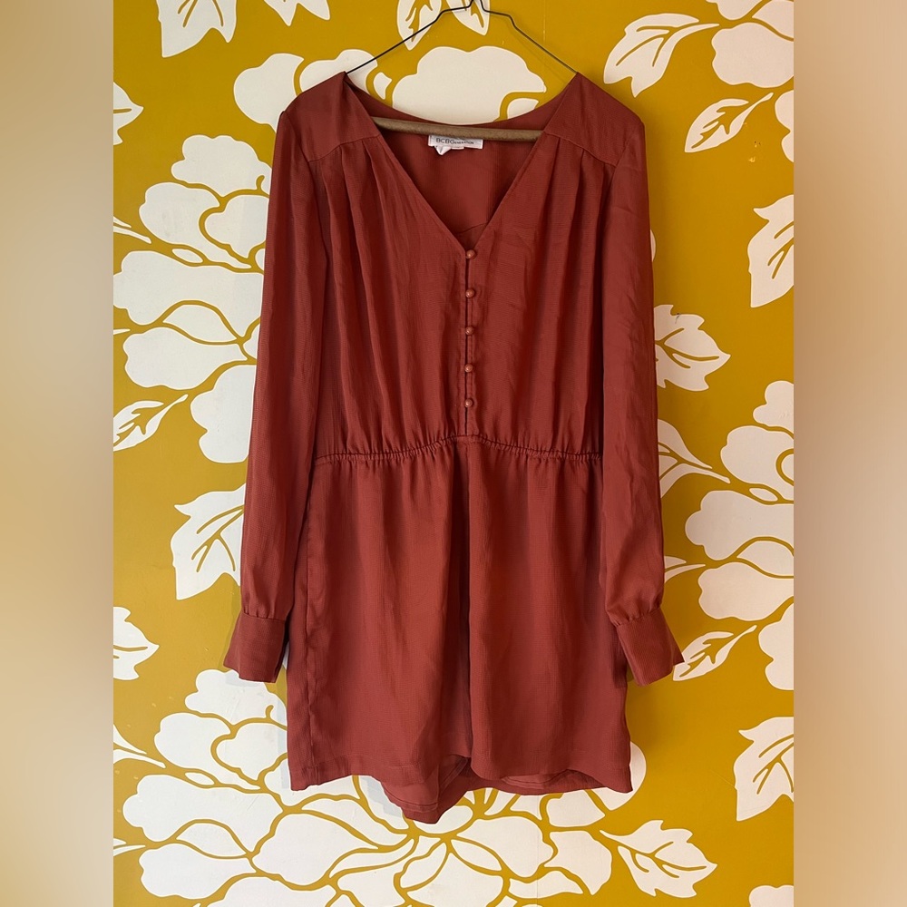 BCBG Rust Colored Romper Key Hole Back